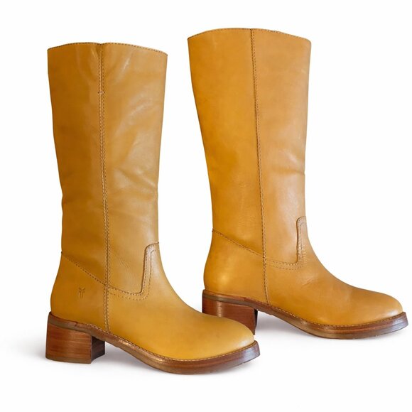 Frye Camryn Tall Pull On Boots Size 8 Banana Yellow Leather NWT - Picture 4 of 8